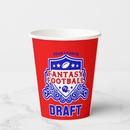 Fantasy Football Emblem Draft Party Papieren Bekers (Achterkant)