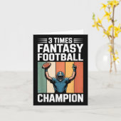 Fantasy Football Funny 3 Time Champion Kaart (Gele Bloem)