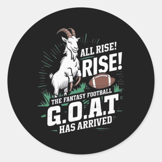 Fantasy Football Goat Shirt League Champion Champ  Ronde Sticker (Voorkant)