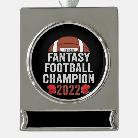 Fantasy Football Kampioen 2022 Voetbalfan Verzilverd Banner Ornament (Voorkant)