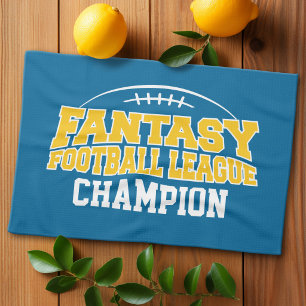 Fantasy Football Kampioen - Blauw en Geel Goud Theedoek