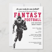 Fantasy Football League Veiling Draft Lineup Party Kaart (Voorkant)