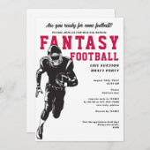 Fantasy Football League Veiling Draft Lineup Party Kaart (Voorkant / Achterkant)
