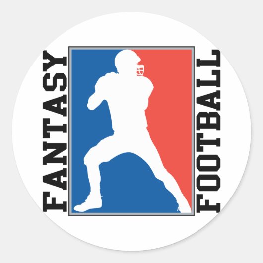 Fantasy Football, rood wit en blauw Logo Ronde Sticker (Voorkant)