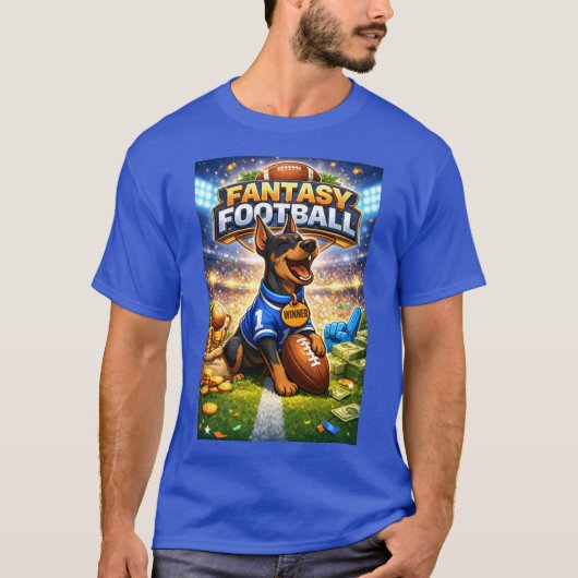 Fantasy football with dog t-shirt (Voorkant)