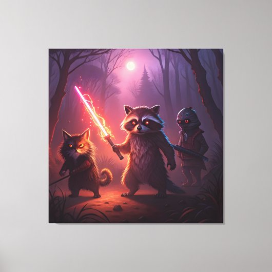 Fantasy Forest Animal Adventure Art Canvas Afdruk (Voorkant)