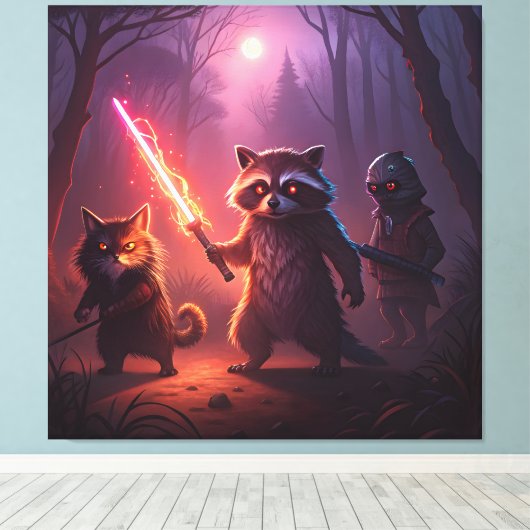 Fantasy Forest Animal Adventure Art Canvas Afdruk (Insitu (Houten vloer))