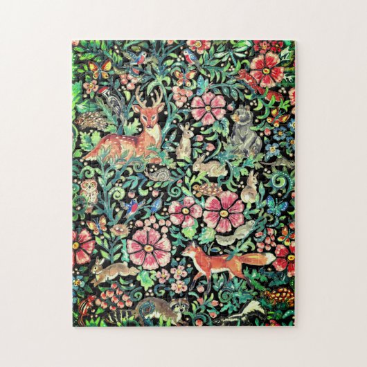 Fantasy Forest Animals Colorful Flowers Intrict Legpuzzel (Verticaal)