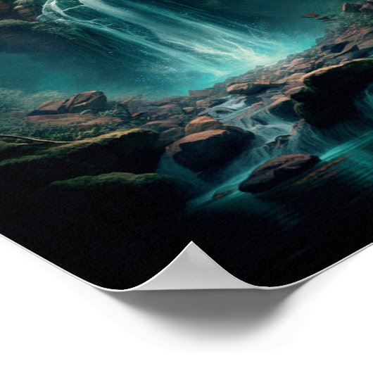 Fantasy Forest Art, Mystical Waterfall, Magical Poster (Hoek)