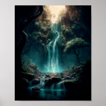 Fantasy Forest Art, Mystical Waterfall, Magical