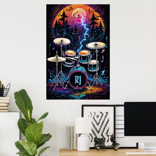 Fantasy Forest Drum Set Poster (Thuiskantoor)