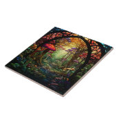 Fantasy Forest Gebrandschilderd Glas Tegeltje (Zijkant)