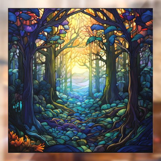 Fantasy Forest Glas in lood Window Cling Raamsticker (Vel 2)