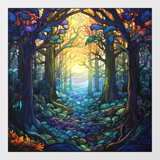 Fantasy Forest Glas in lood Window Cling Raamsticker (Vel)