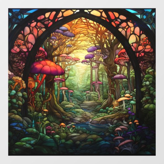 Fantasy Forest Glas in lood Window Cling Raamsticker (Vel)
