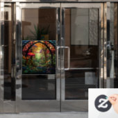 Fantasy Forest Glas in lood Window Cling Raamsticker (Kantoordeur)