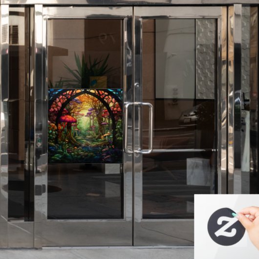 Fantasy Forest Glas in lood Window Cling Raamsticker (Kantoordeur)