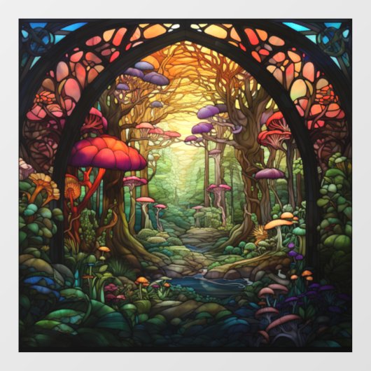 Fantasy Forest Glas in lood Window Cling Raamsticker (Vel)