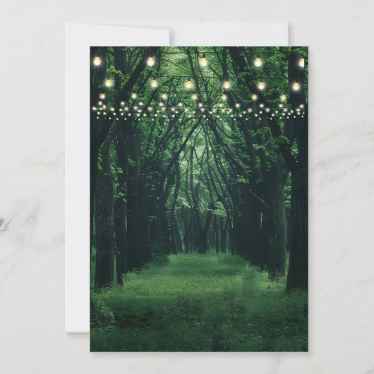 Fantasy Forest Golden String Lights Wedding Kaart (Achterkant)