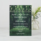 Fantasy Forest Gouden Slingerlichten Bruiloft Kaart (Staand voorkant)