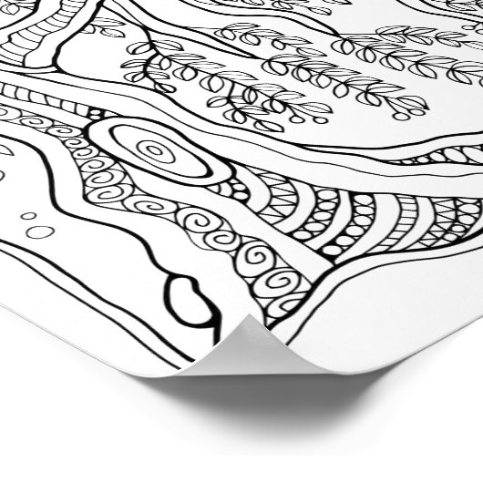 Fantasy Forest Night Willow Tree Kleurplaat Art Poster (Hoek)