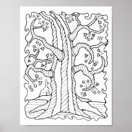 Fantasy Forest Oude Kersenboom Kleurplaat Pagina K Poster