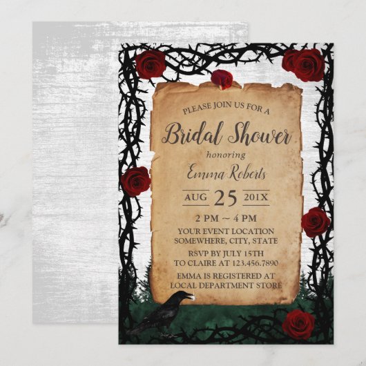 Fantasy Forest Roos & Thorn Vrijgezellenfeest Kaart (Voorkant / Achterkant)