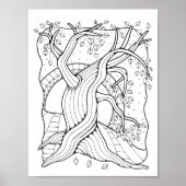 Fantasy Forest Twisted Tree Kleurplaat Pagina Kuns Poster (Voorkant)