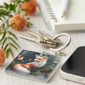 Fantasy Fox Natuur Kunst Sleutelhanger (Voorkant Rechts)