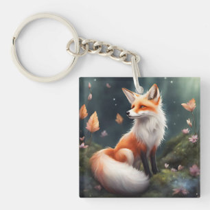 Fantasy Fox Natuur Kunst Sleutelhanger