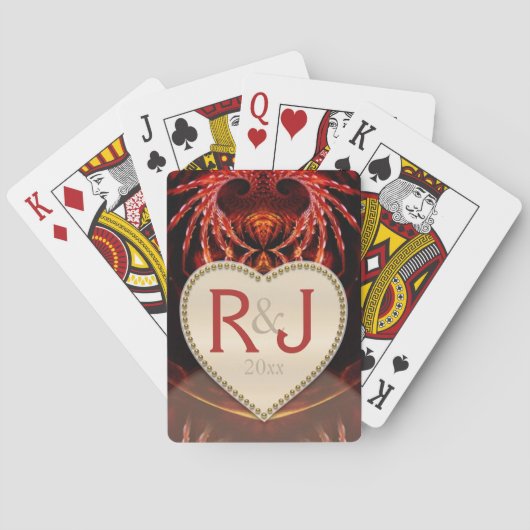 Fantasy Fractals Initialen Hart Persoonlijk Pokerkaarten (Achterkant)
