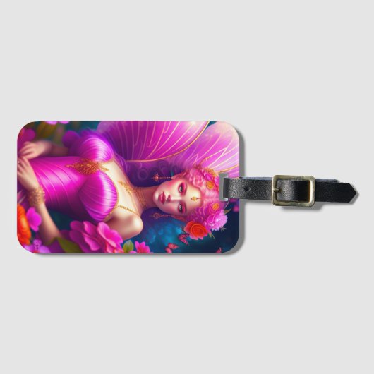 Fantasy Fuchsia Fairy Flower Butterflies Bagagelabel (Voorkant (horizontaal))
