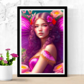 Fantasy Fuchsia Fairy Flowers & Butterflies Poster