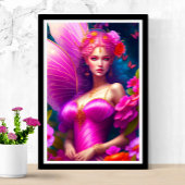 Fantasy Fuchsia Fairy Flowers & Butterflies Poster