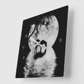 Fantasy Full Moon and Horse Country Vierkante Klok (Hoek)