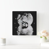 Fantasy Full Moon and Horse Country Vierkante Klok (Huis)