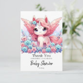 Fantasy Fun Unicorn Baby shower Bedankkaart (Staand voorkant)