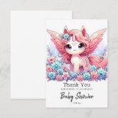 Fantasy Fun Unicorn Baby shower Bedankkaart (Voorkant / Achterkant)