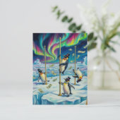 Fantasy Funny Dancing Penguins North Pole Briefkaart (Staand voorkant)