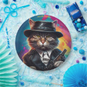 Fantasy Gangster Cat Pistool Papieren Bordje (Feest)