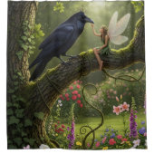 Fantasy Garden Fairy Raven Douchegordijn (Voorkant)