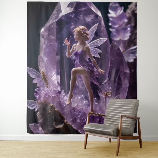 Fantasy Garden Jewel Amethyst Fee Achtergrond Wandkleed (In situ)