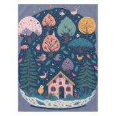 Fantasy garen bos vogels, en bomen tafelkleed (Voorkant)