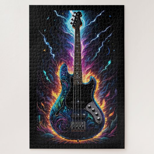 Fantasy gebaseerde elektrische basgitaar legpuzzel (Verticaal)