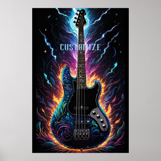 Fantasy gebaseerde elektrische basgitaar poster (Voorkant)