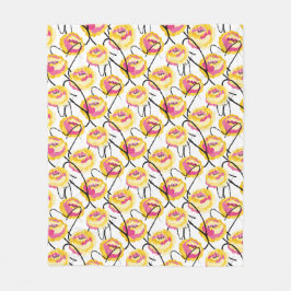 Fantasy Gele Rozen Zwarte Grunge Ink lijnen  Fleece Deken