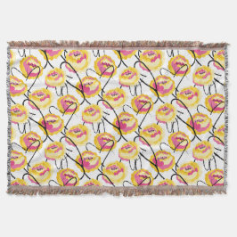 Fantasy Gele Rozen Zwarte Grunge Inklijnen  Deken