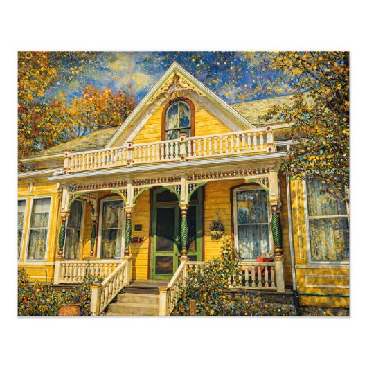 Fantasy Gele Victoriaans Huis Foto Afdruk (Voorkant)