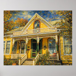 Fantasy Gele Victoriaans Huis Poster