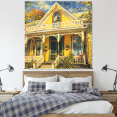Fantasy Gele Victoriaanse Huis Canvas Afdruk (Insitu (Slaapkamer))